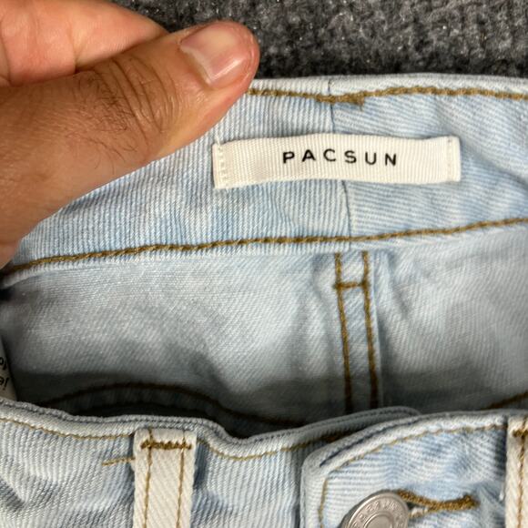 PacSun Mom Shorts Womens Size 24 Light Wash Patchwork Denim High Rise Cuffed - Picture 6 of 10